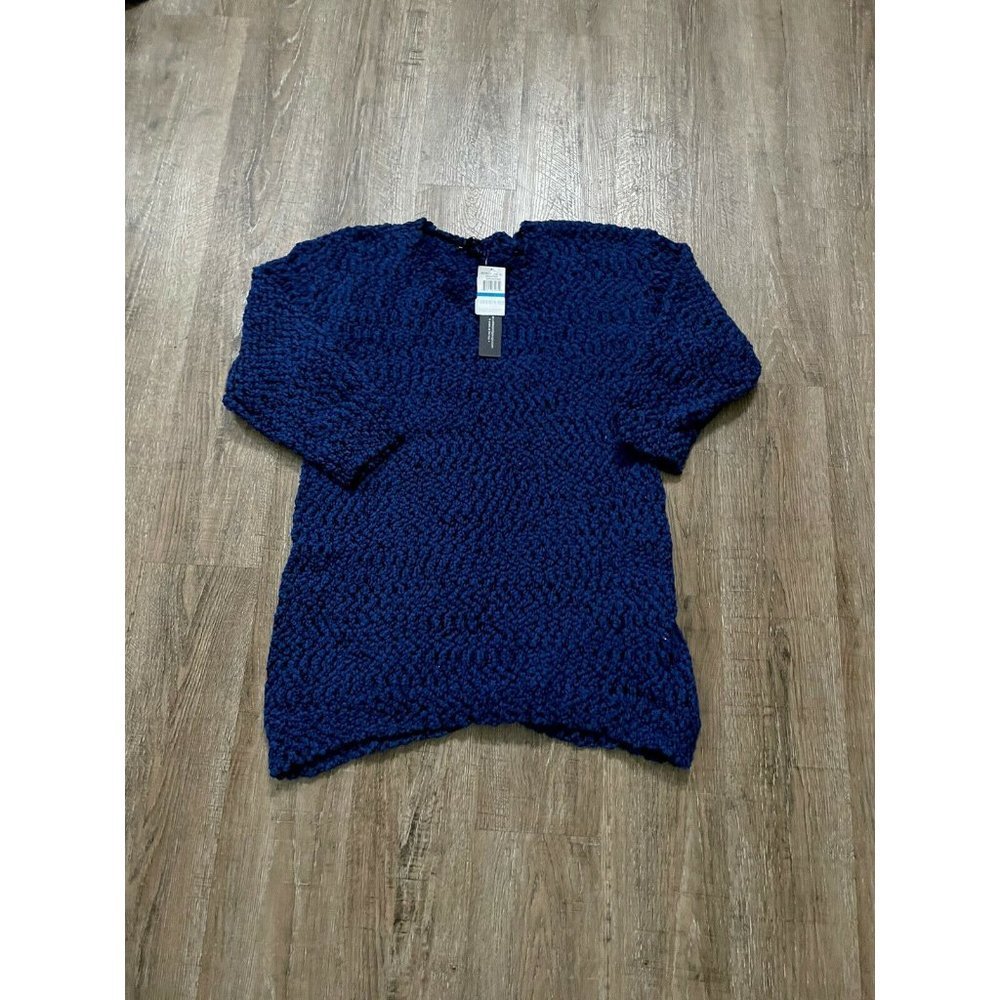 Cable & Guage Womens Popcorn Pullover Sweater Blue Black Sz XL